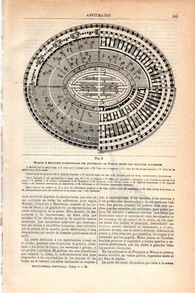 LAMINA V30758: Anfiteatro de Flavio, lanta y secciones horizontales