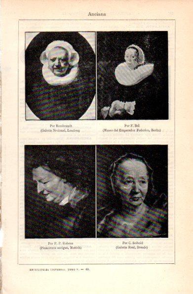 LAMINA V30825: Anciana por Rembrandt F. Bol Rubens y C. Seibold