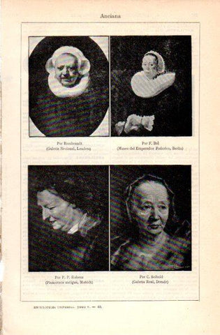 LAMINA V30825: Anciana por Rembrandt F. Bol Rubens y C. Seibold