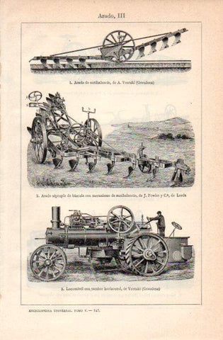 LAMINA V30871: Arado de antibalancin septuple de bascula y locomovil