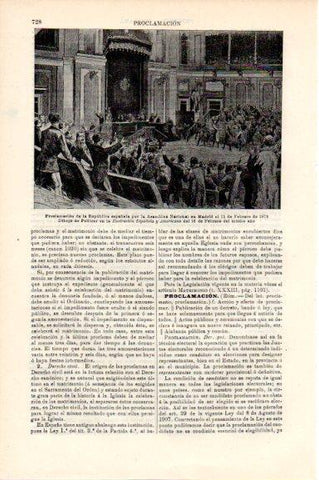 LAMINA V30544: Proclamacion de la Republica española en la Asamblea Nacional 1873 por Pellicer