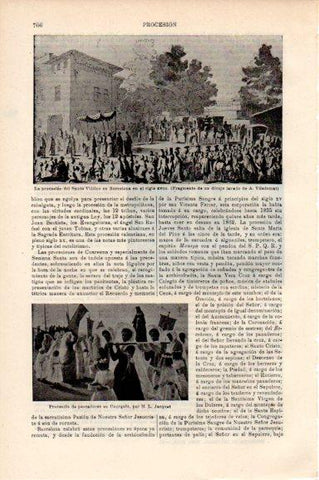 LAMINA V30542: Procesion del Santo Viatico en Barcelona