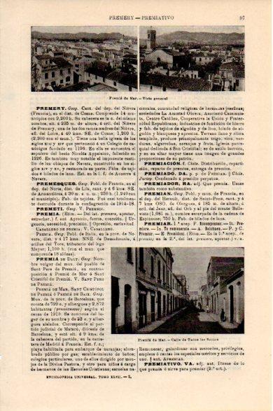 LAMINA V30501: Vista y calle de Todos los Santos en Premia de Mar, Barcelona