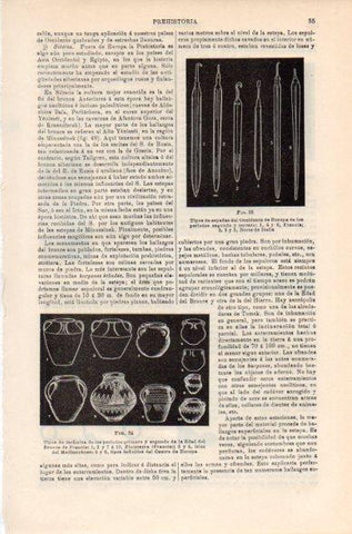 LAMINA V30496: Tipos de ceramica Edad del Bronce de Francia e Italia