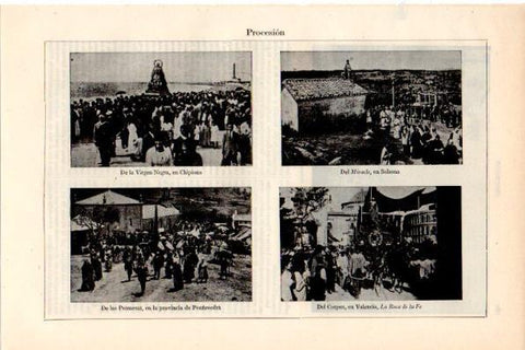 LAMINA V30694: Procesion en Chipiona, Solsona, Pontevedra y Valencia
