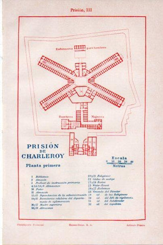 LAMINA V30625: Plano de la prision de Charleroy primera planta en trasera segunda planta