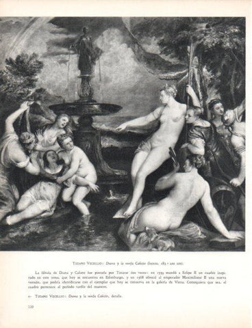 LAMINA V30458: Diana y la ninfa Calisto, detalle por Tiziano