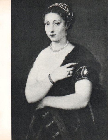 LAMINA V30455: Mujer con pieles por Tiziano