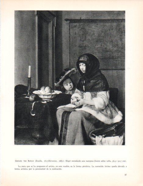LAMINA V30447: Mujer mondando una manzana por Gerard Ter Borch