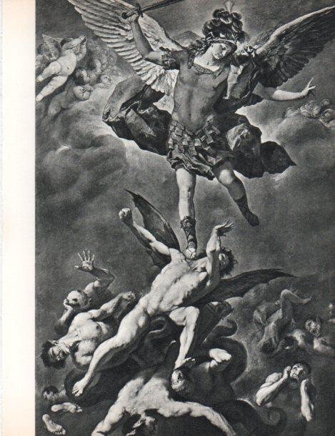 LAMINA V30476: El arcangel San Miguel arroja al abismo a los angeles rebeldes por L. Giordano
