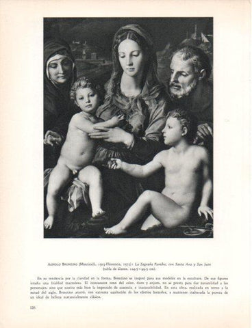 LAMINA V30466: La Sagrada Familia con Santa Ana y San Juan por Bronzino