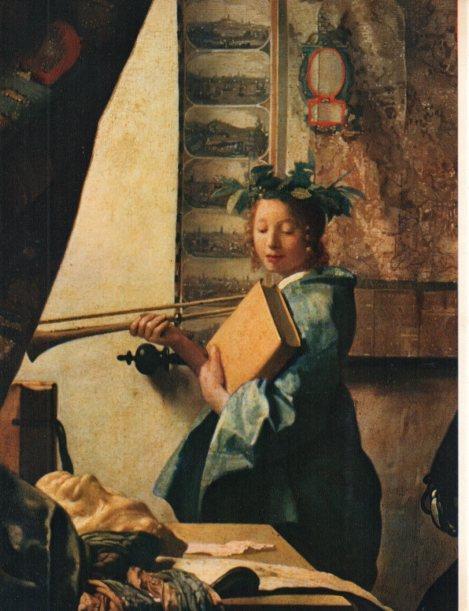 LAMINA V30445: Estudio del pintor, detalle por Jan Vermeer