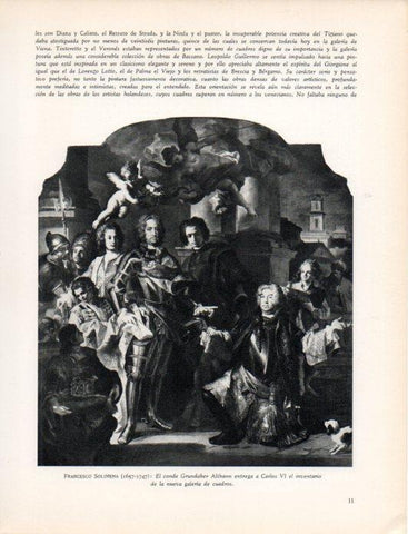 LAMINA V30410: El conde Grundaker Althann entrega a Carlos VI el inventario de la galeria de cuadros por F. Solimena