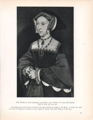 LAMINA V30424: Retrato de la reina Jane Seymor por Hans Holbein el Joven