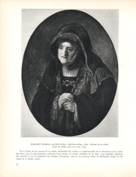 LAMINA V30442: Retrato de su madre por Rembrandt