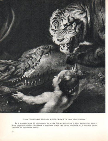 LAMINA V30440: El cocodrilo y el tigre detalle de Las cuatro partes del mundo por Rubens