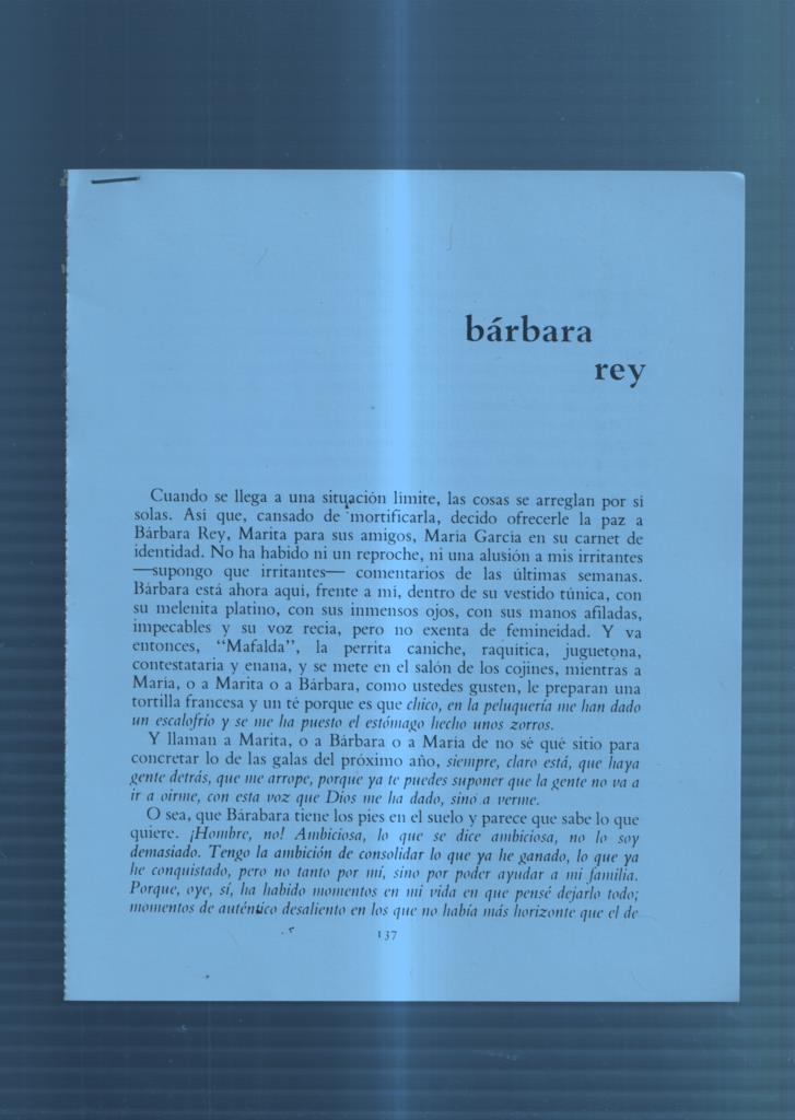 Ficha/Entrevista: Barbara Rey