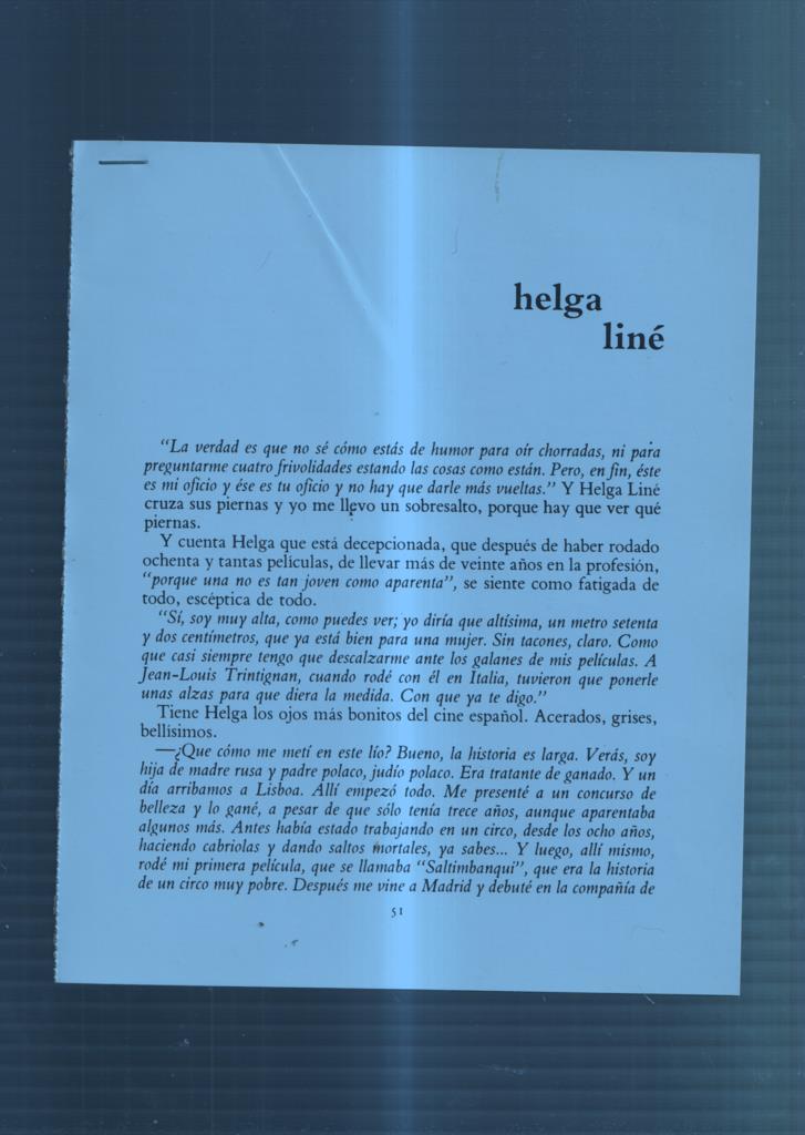 Ficha/Entrevista: Helga Line