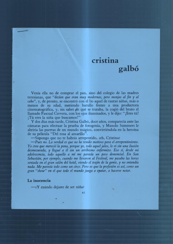 Ficha/Entrevista: Cristina Galbo