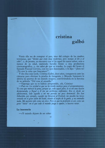 Ficha/Entrevista: Cristina Galbo