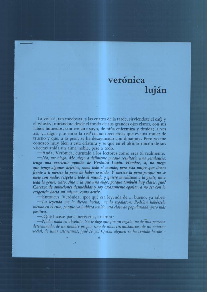Ficha/Entrevista: Veronica Lujan