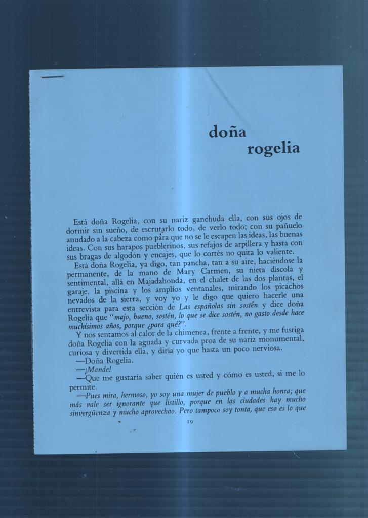 Ficha/Entrevista: Doña Rogelia