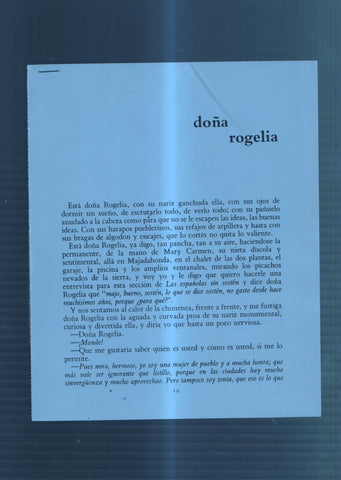 Ficha/Entrevista: Doña Rogelia