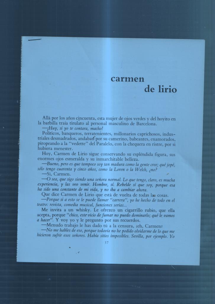Ficha/Entrevista: Carmen de Lirio