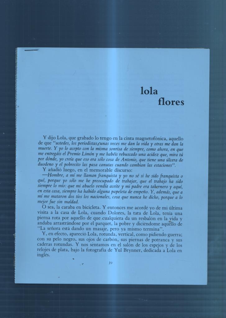 Ficha/Entrevista: Lola Flores