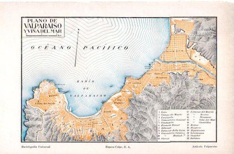 LAMINA V31380: Plano de Valparaiso y Viña del Mar, Chile