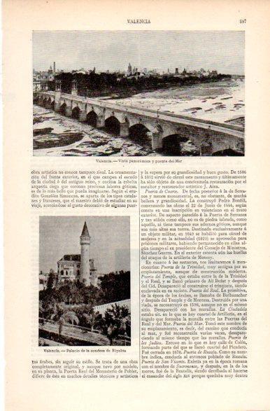 LAMINA V31262: Puente del Mar y Palacio de la condesa de Ripalda en Valencia