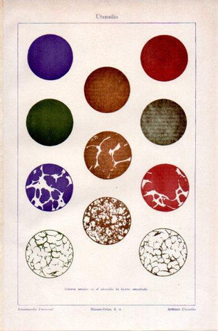 LAMINA V31244: Colores utilizados en hierro esmaltado