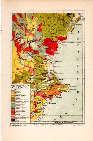 LAMINA V31255: Mapa geologico de la provincia de Valencia