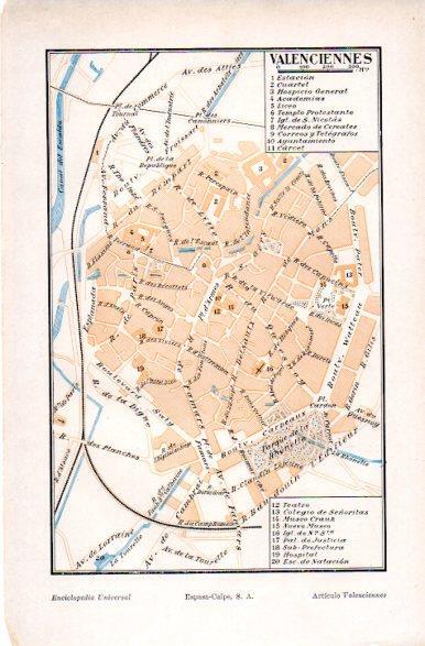 LAMINA V31297: Mapa de Valenciennes, Francia