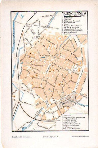 LAMINA V31297: Mapa de Valenciennes, Francia