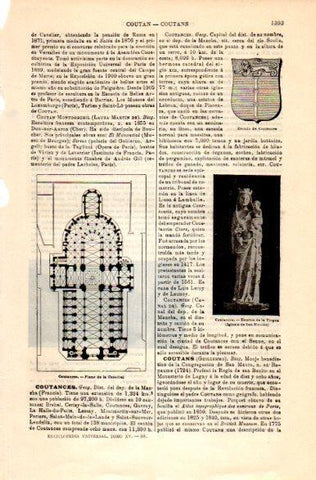 LAMINA V31484: Escudo y plano de la Catedral de Coutances