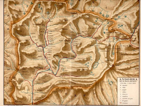 LAMINA V31500: Mapa de Andorra (de un mapa antiguo)