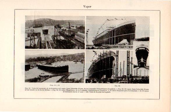 LAMINA V31467: Botaduras del vapor Juan Sebastian Elcano y Magallanes