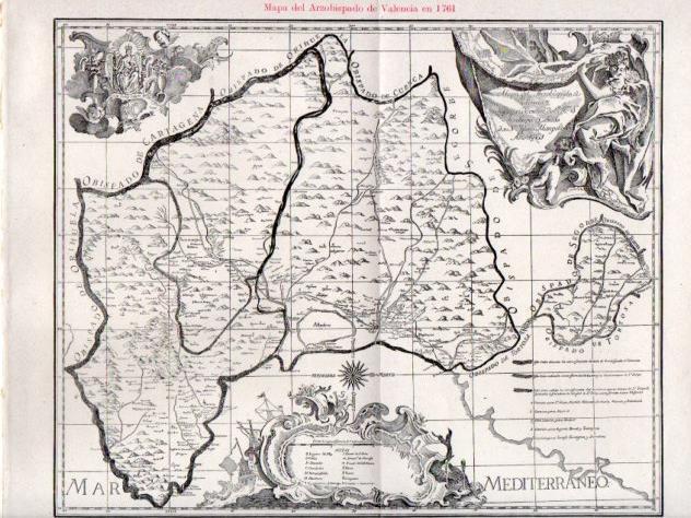 LAMINA V31526: Mapa del Arzobispado de Valencia en 1761