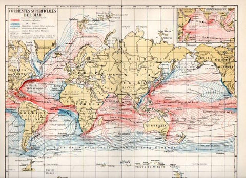 LAMINA V31506: Mapa del mundo de las corrientes superficiales del mar