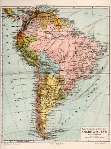 LAMINA V31515: Mapa geografico politico de America del Sur