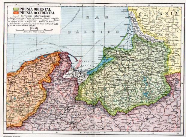 LAMINA V31520: Mapa de Prusia Oriental y Occidental