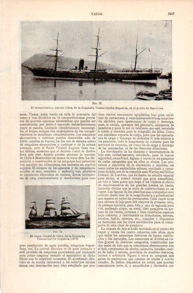 LAMINA V31455: Transatlantico Antonio Lope en puerto de Barcelona