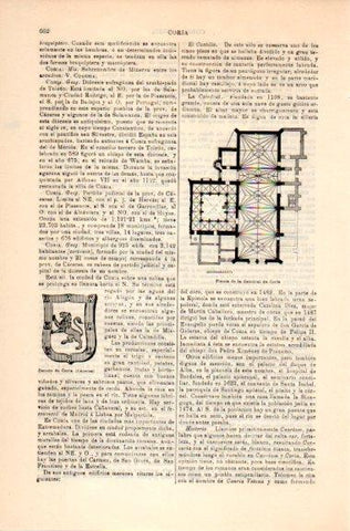 LAMINA V31037: Escudo y planta de la Catedral de Coria