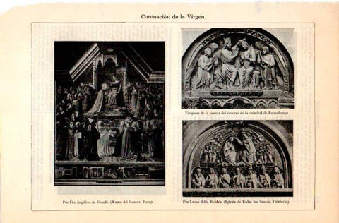 LAMINA V31022: Coronacion de la Virgen por Fra Angelico de Fiesole y L. della Robbia