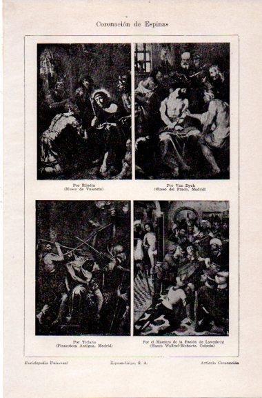 LAMINA V31025: Coronacion de Espinas por Ribalta, Van Dyck y Ticiano