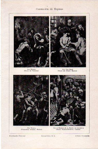 LAMINA V31025: Coronacion de Espinas por Ribalta, Van Dyck y Ticiano