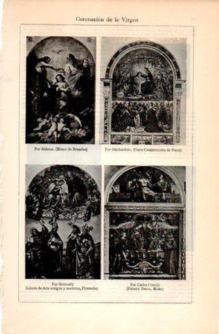 LAMINA V31066: Coronacion de la Virgen por Rubens, Ghirlandaio, Boticelli y Crivelli