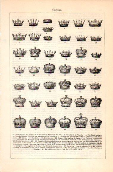 LAMINA V31064: Coronas de casas reales de Europa