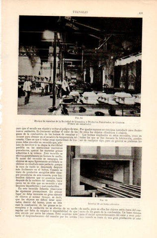 LAMINA V31184: Hornos de esmaltar, Sociedad de Utensilios y Productos Esmaltados de Cordoba